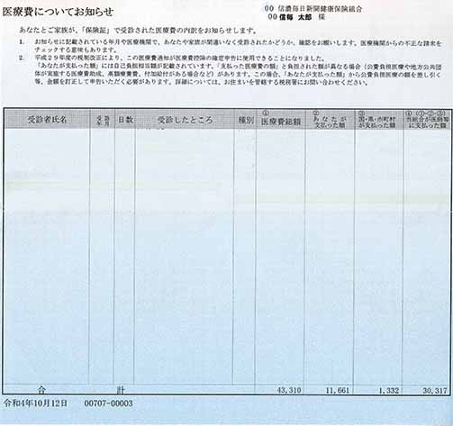 医療費のお知らせ